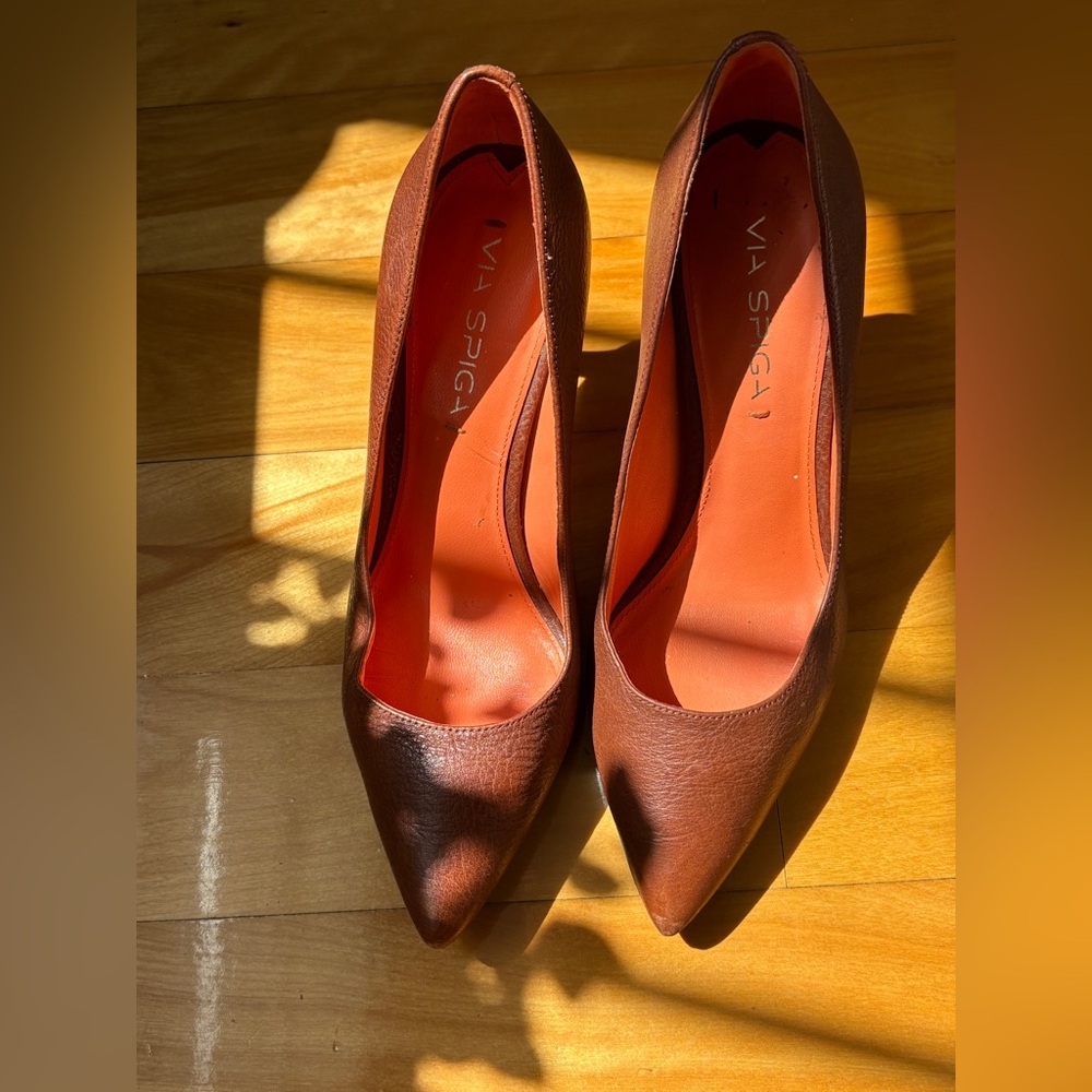 Via Spiga Women's Dark Brown Leather Heels